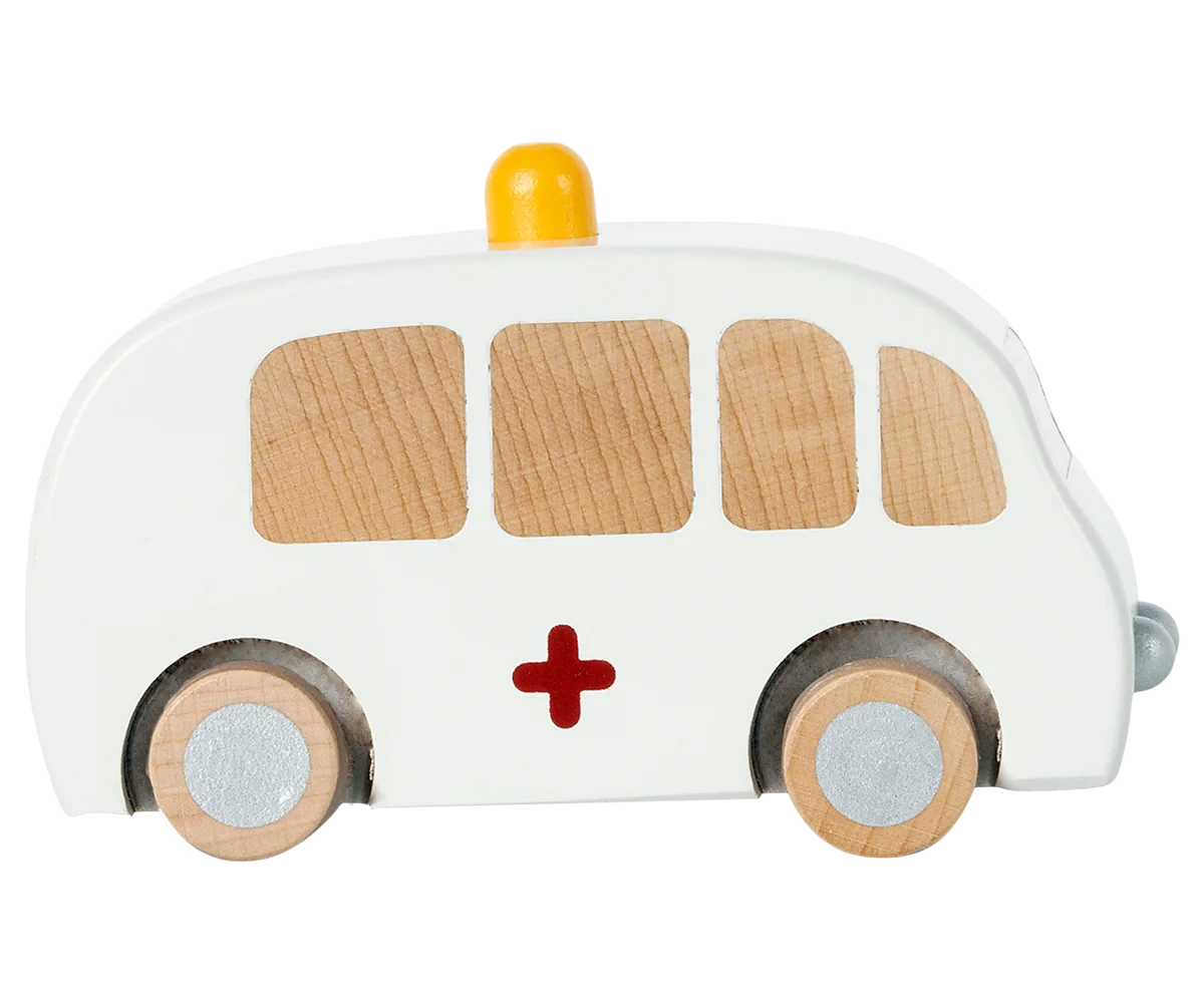 Maileg Pull-Back Wooden Ambulance - Image 4