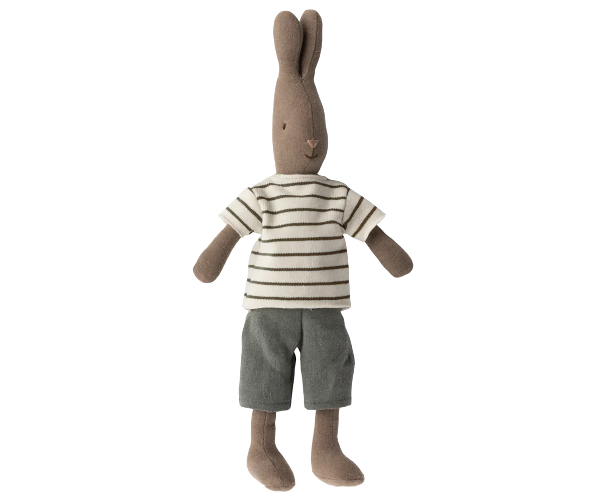 Maileg Rabbit, Size 2, Brown - Striped Blouse And Pants - Image 2