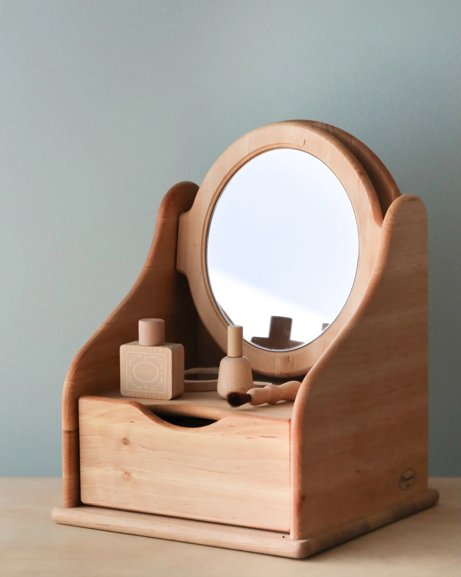 Handmade Wooden Toy Vanity Table - Image 3