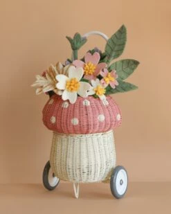 Basket Of Felt Flowers