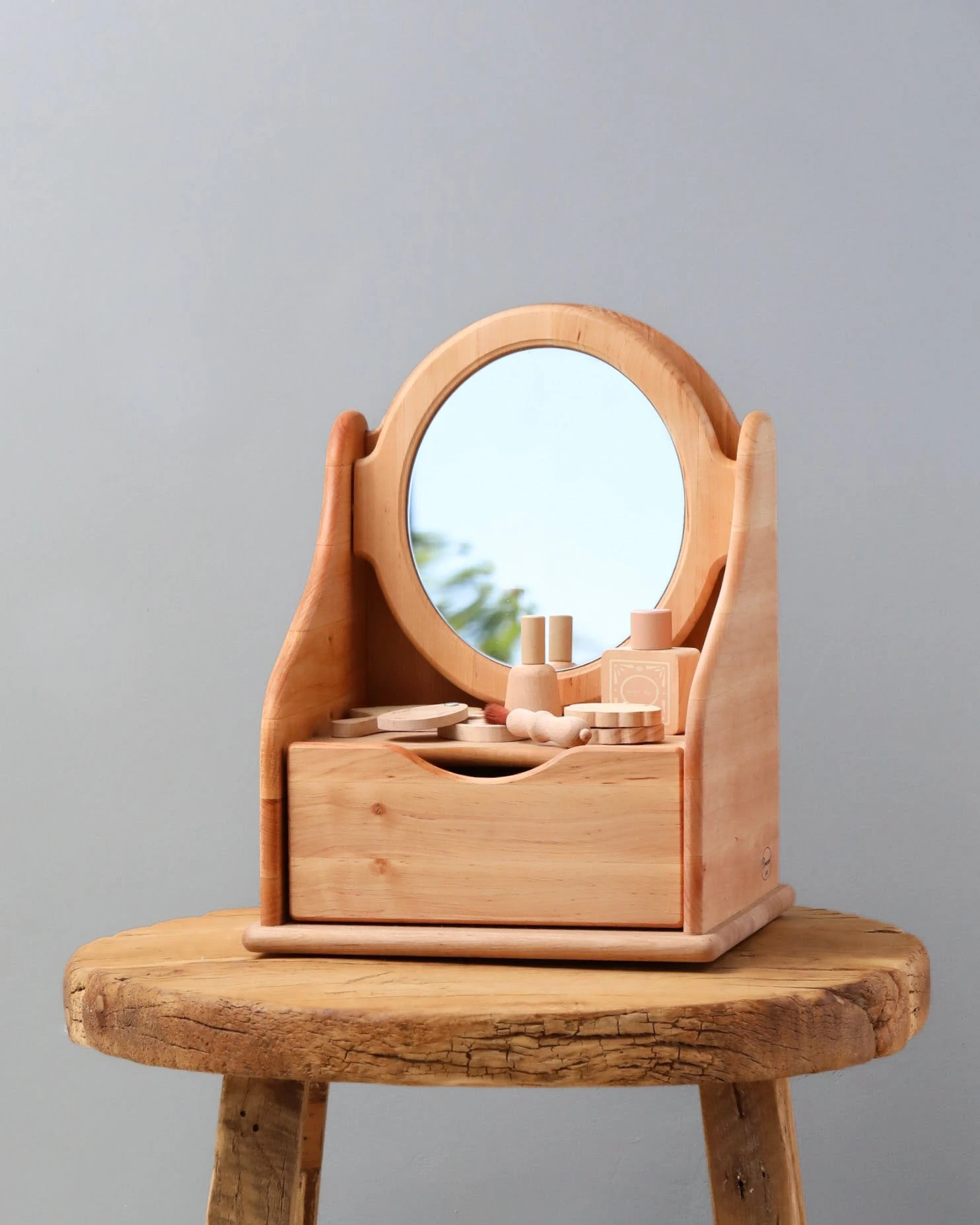 Handmade Wooden Toy Vanity Table