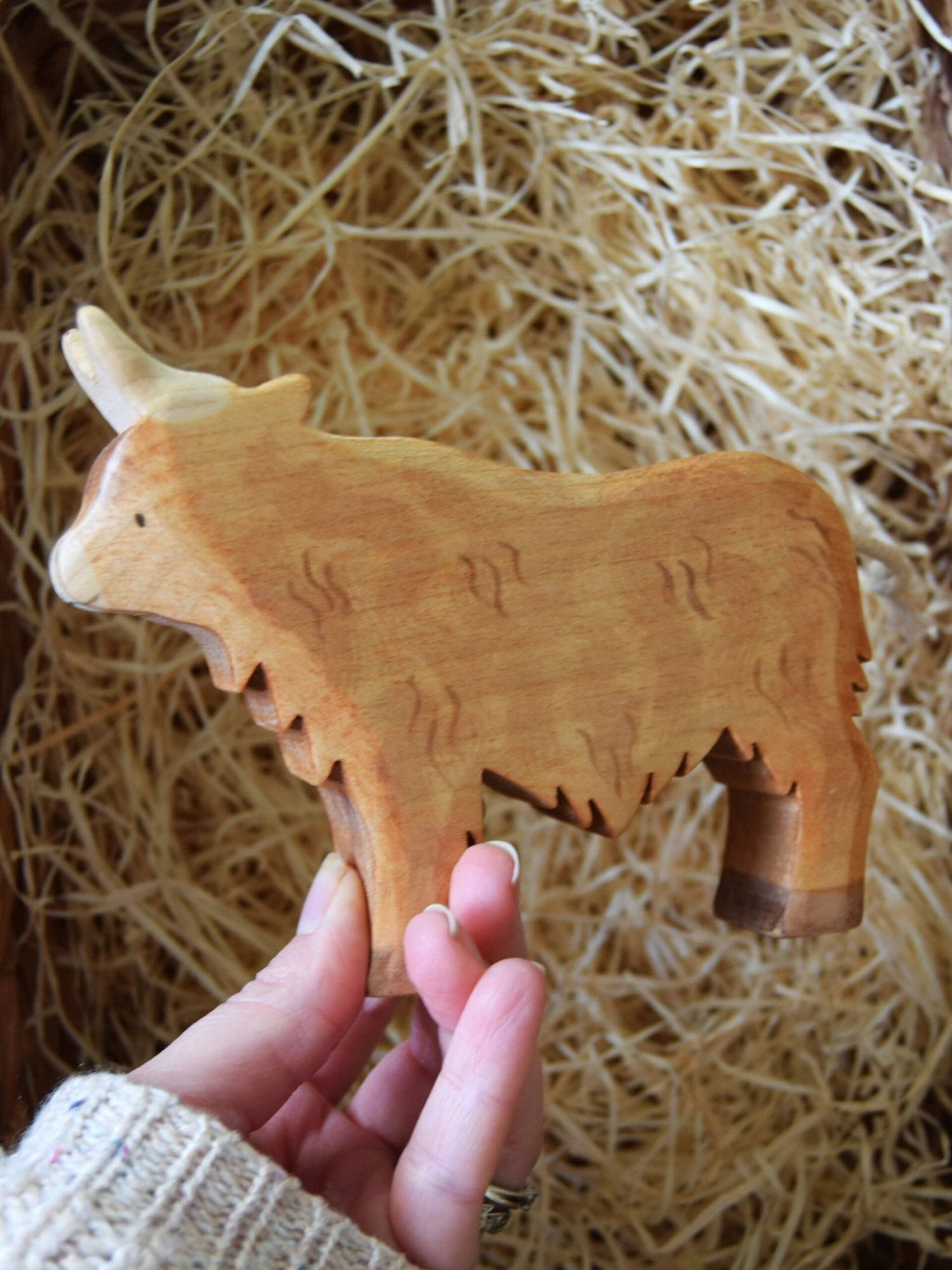 Handmade Wooden Highland Cow By Eric & Albert - Image 3
