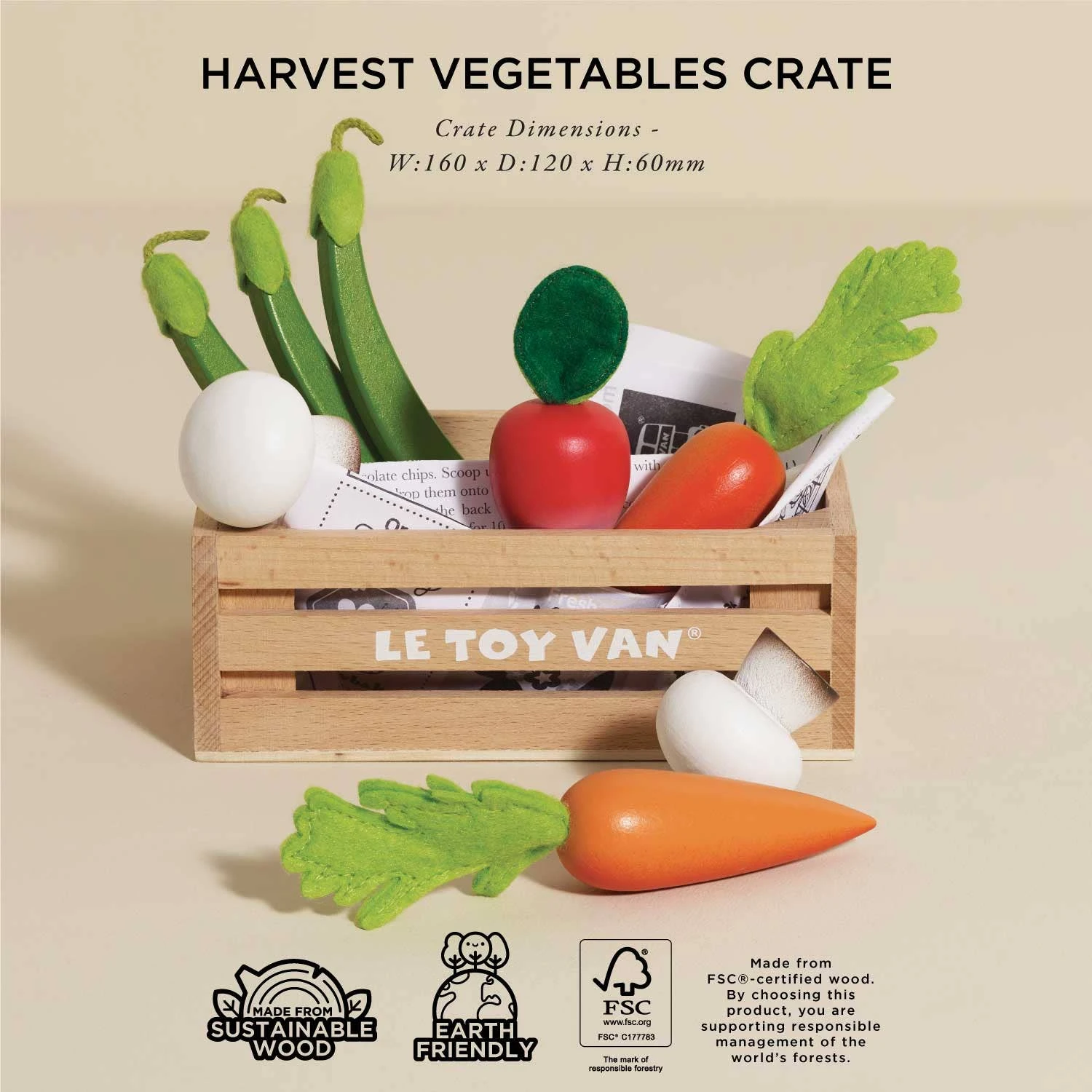 Harvest Vegetables Wooden Market Crate - Image 3