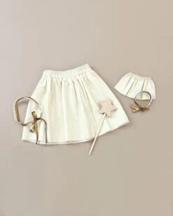 Minikane | Little Fairy Costume In Linen Ecru For Child And Doll