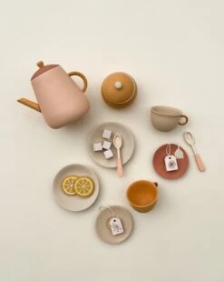 Handmade Wooden Tea Set - Flower
