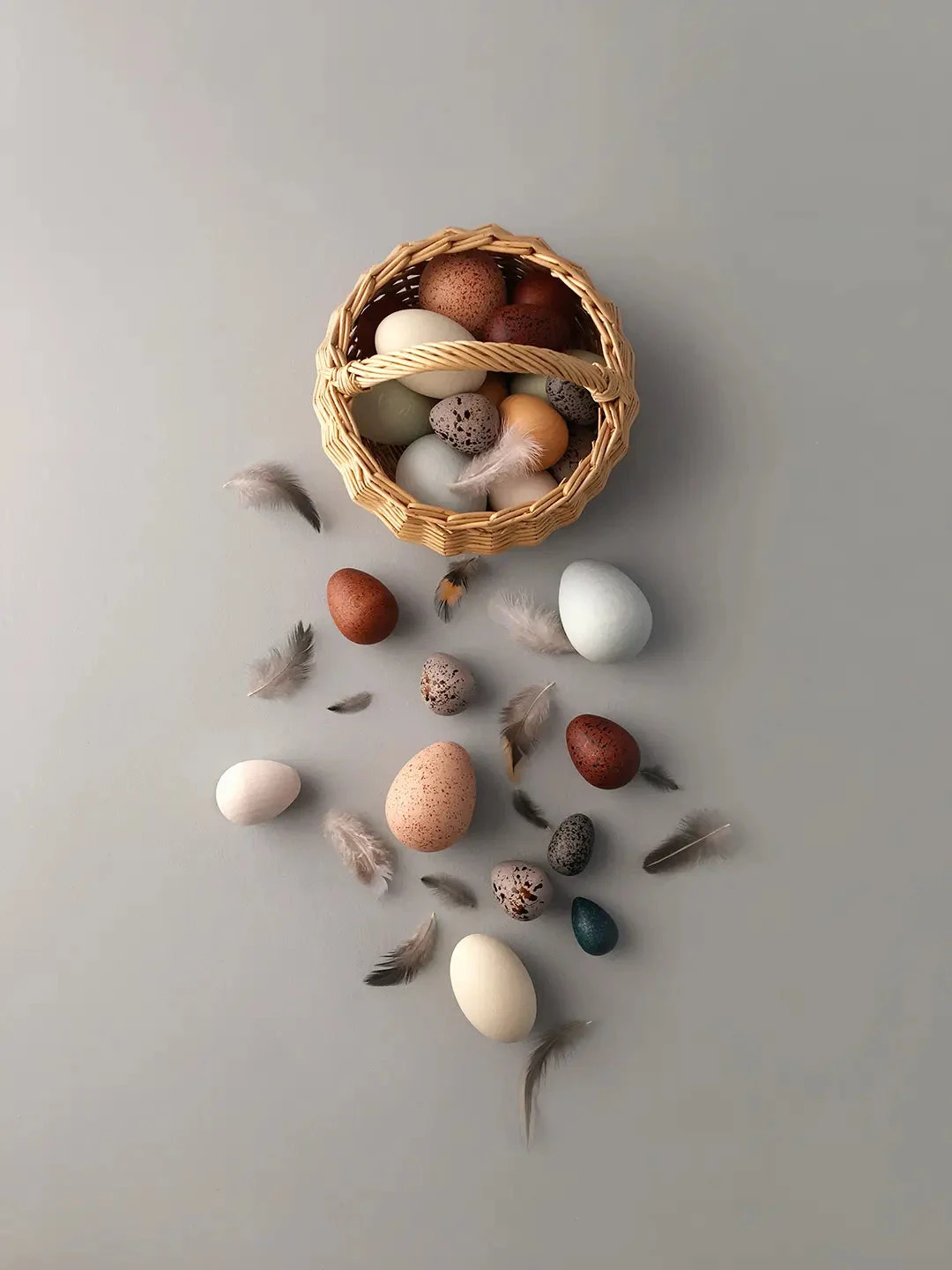 A Dozen Wooden Bird Eggs In A Basket - Image 3