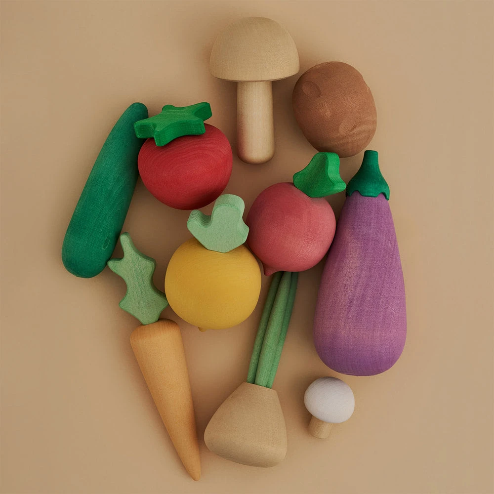 Handmade Wooden Vegetable Set - Image 2